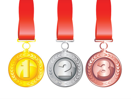 Three medals isolated on white backgroundのイラスト素材