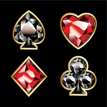  Luxury jewelry card suits on black backgroundのイラスト素材