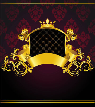 luxury vintage banner  with golden elementsのイラスト素材