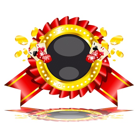 Vector illustration of casino cards, dice and gold coins.のイラスト素材