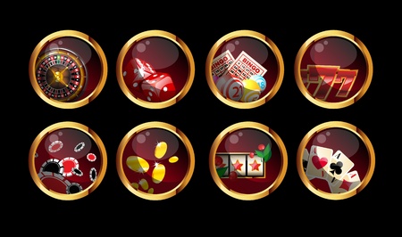 gambling buttons set on black backgroundのイラスト素材