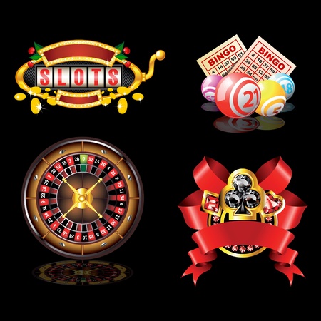 Set of casino s items on black backgroundのイラスト素材