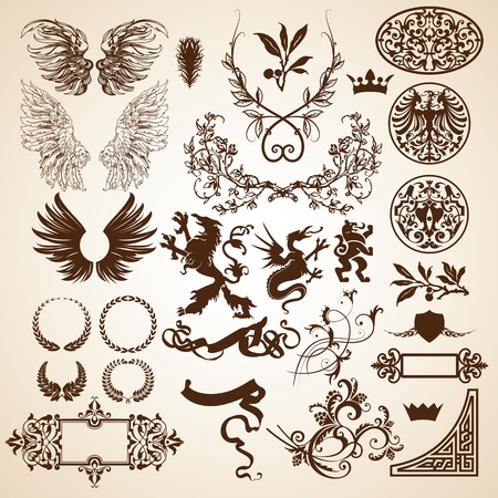 set of heraldic elementsのイラスト素材