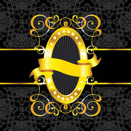 Luxury golden vintage label on black seamless backgroundのイラスト素材