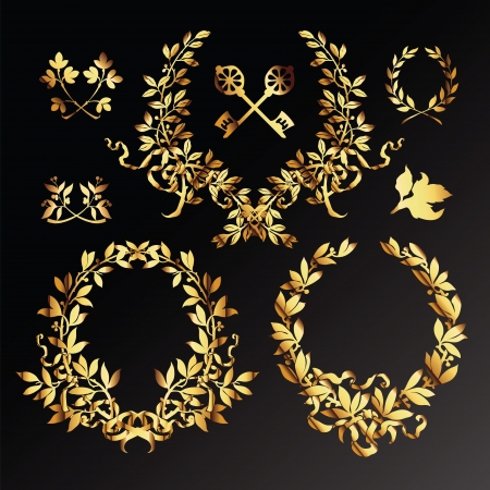 Set of golden  laurel wreaths  のイラスト素材