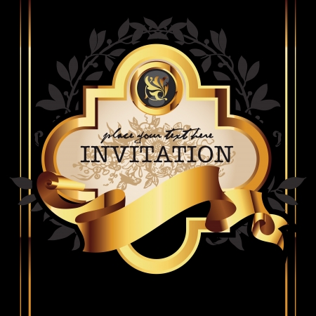 Golden royal lable on black background.のイラスト素材