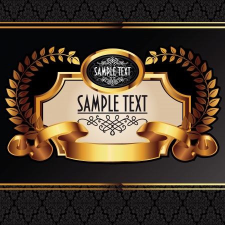 Golden royal lable on black background.のイラスト素材
