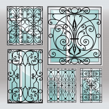 Set of iron window latticies.のイラスト素材