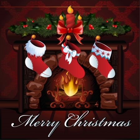 Christmas fireplace  illustration のイラスト素材