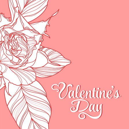 Valentines day design with rose flower. Vector illustration.のイラスト素材