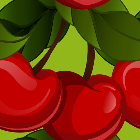 seamless texture - bright juicy fresh cherry fruit. Cherries fruit - seamless patternのイラスト素材