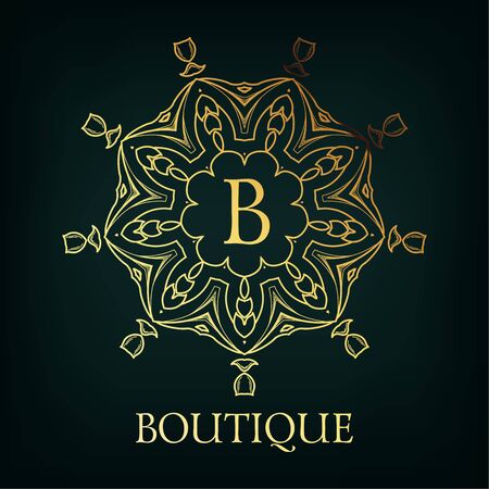 Frame. Geometric Luxury Vintage Line Design Style for Hipster Art. Art Decor Monogram and Emblem Elements. Copy Space for Text.のイラスト素材