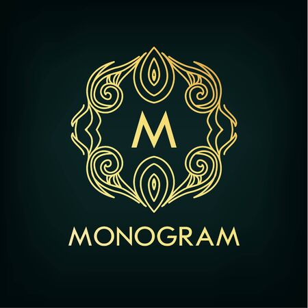 Frame. Geometric Luxury Vintage Line Design Style for Hipster Art. Art Decor Monogram and Emblem Elements. Copy Space for Text.のイラスト素材