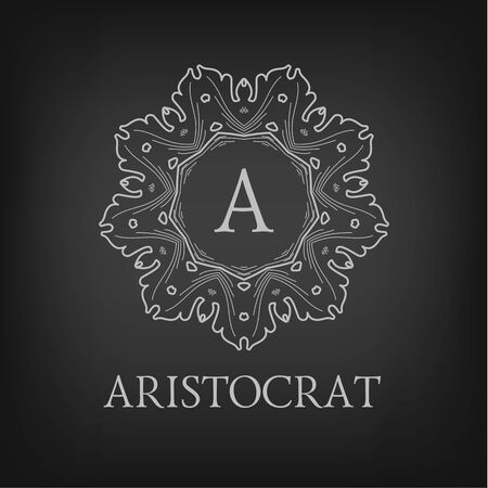 Luxury,simple  and elegant monochrome  monogram design template with letters on chalkboard background. のイラスト素材