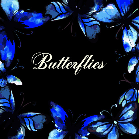 Flying butterfly card. Vector illustration. Watercolor design.のイラスト素材