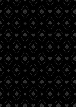Black seamless casino gambling poker background or dark   pattern and cards symbolsのイラスト素材