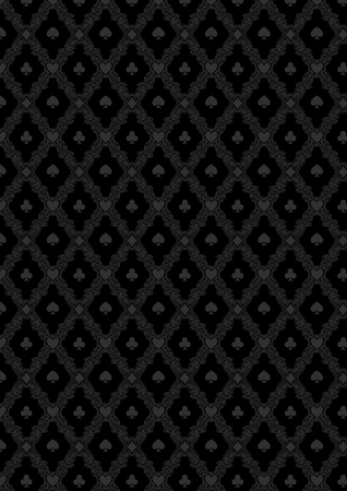 Black casino gambling poker background or dark  damask pattern and cards symbolsのイラスト素材