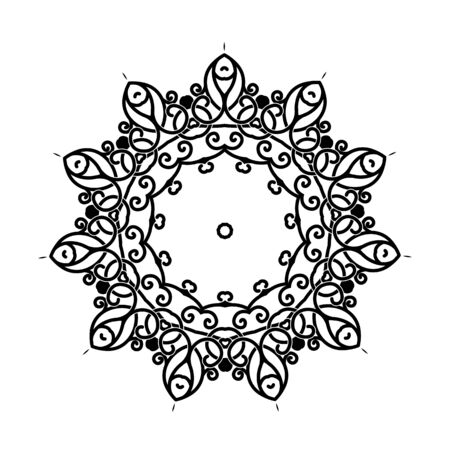 Vector circular ornament. Mandala design. Isolated on white.のイラスト素材