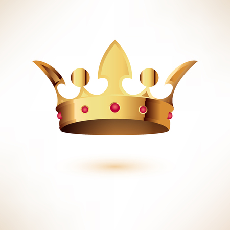 Golden Royal Crown. Isolated on white. Vector Illustration.のイラスト素材