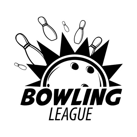 Bowling emblems, labels, badges and designed elements. Black and white isolated. Vector Illustration.のイラスト素材