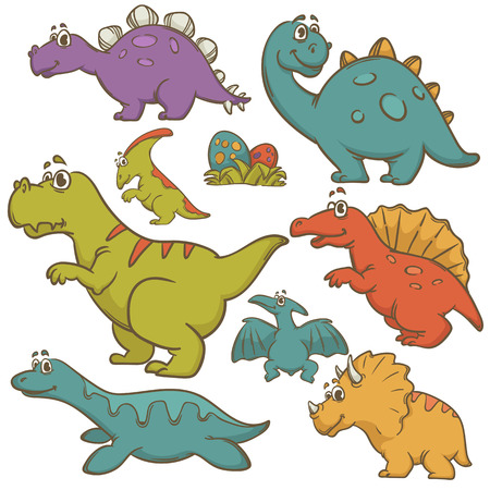 Dinosaur collection set. Dinosaurs cute monster animal and prehistoric. Cartoon style. Vector Illustration.のイラスト素材