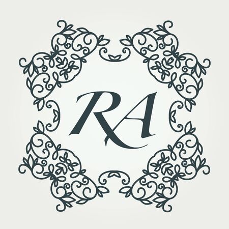 Luxury template. Flourishes calligraphic elegant ornament monogram. Business sign or identity. Vector illustrationのイラスト素材