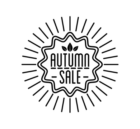 Autumn sale . Special offer badge or label and ribbon, element with leaves, banner. Vector Illustration.のイラスト素材