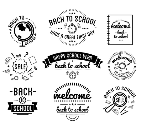Back to School typography Designs Label Set. Vector Set.のイラスト素材