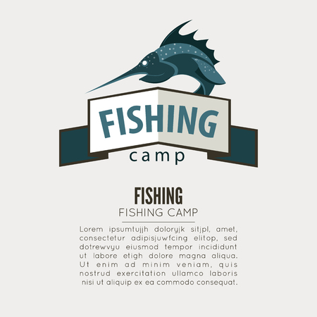 Vintage fishing label badge, poster template or logo. Vector Illustration.のイラスト素材