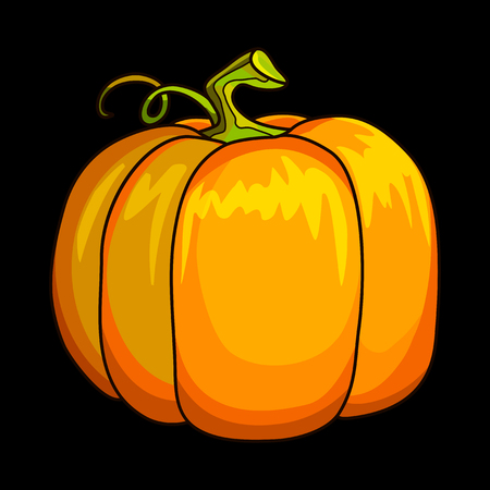 Cartoon pumpkin. Vector Illustration. Isolated on black.のイラスト素材