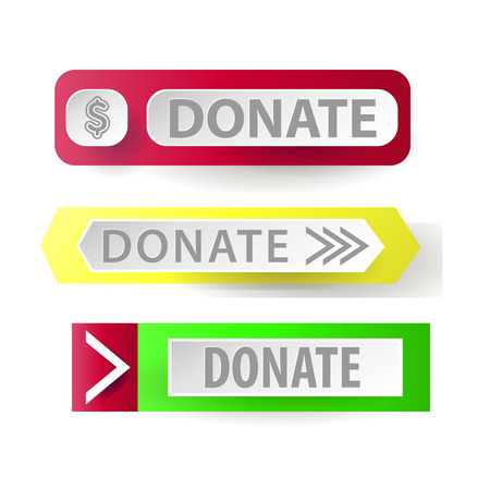 Donate button. Web button for charity. icons donation gift charity, money giving. Modern UI button isolated on white background.のイラスト素材