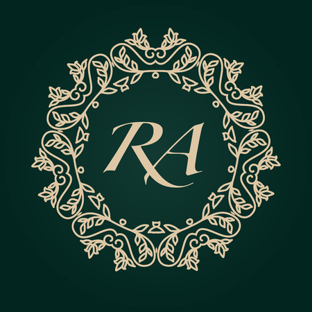 Luxury  template. Flourishes calligraphic elegant golden ornament monogram. Business sign or identity. Vector illustrationのイラスト素材