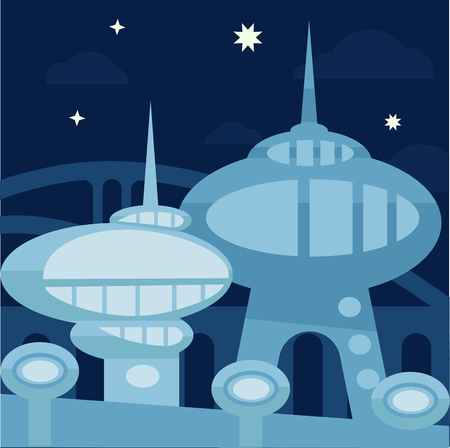 Future city landscape. Vector modern cityscape background illustration.のイラスト素材