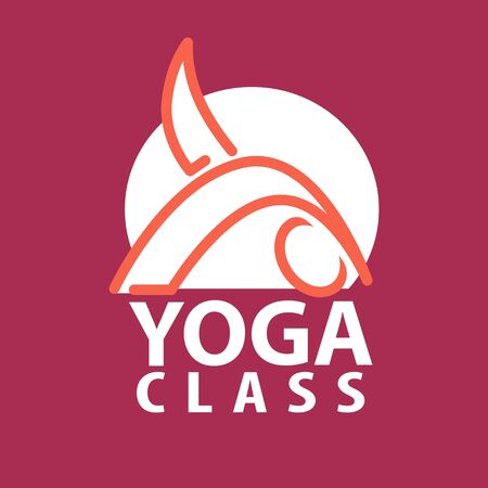 Vector logo in a line style. Fitness room, yoga center, spa salons. Fashion and beauty symbols.のイラスト素材