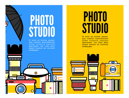 Photography banner set with photo elements isolatedのイラスト素材