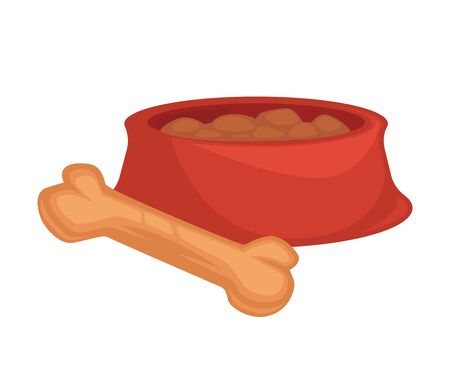 Vector dog feed in bowlのイラスト素材