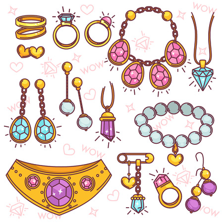 Fashion jewelry vector set.のイラスト素材