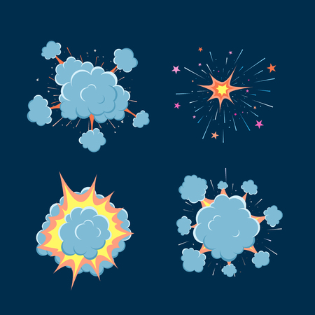 Cartoon vector bomb explosion with smoke.のイラスト素材