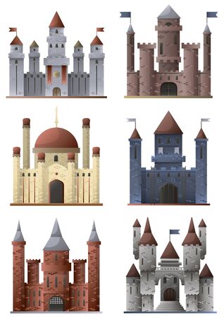 Set of towers and castlesのイラスト素材