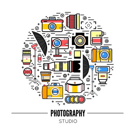Photographer or photostudio concept design illustration.のイラスト素材
