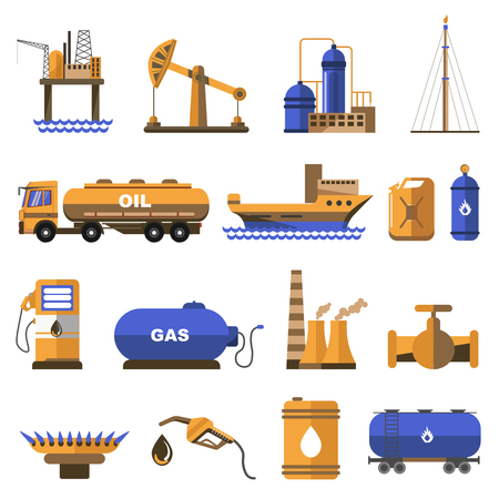 Oil and gas icons set.のイラスト素材