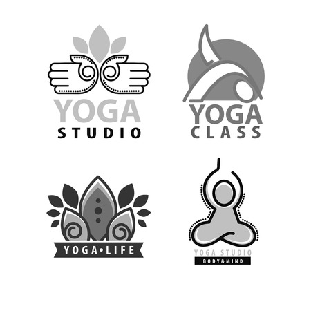 Yoga monograms and logos set.のイラスト素材