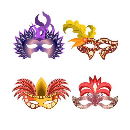 Carnival or celebration masks vector iconsのイラスト素材
