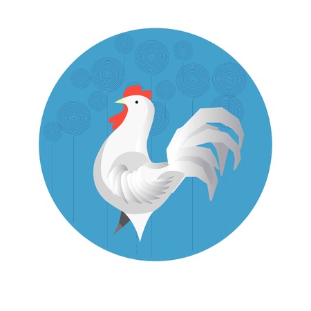 Chinese zodiac sign Rooster vector horoscope icon or symbolのイラスト素材