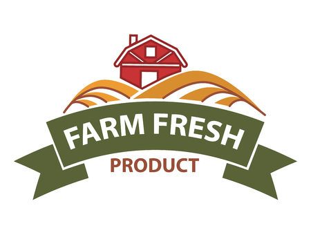 Farm field icon and ribbon for product storeのイラスト素材