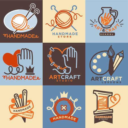 Art and handmade craft store or school icons templatesのイラスト素材