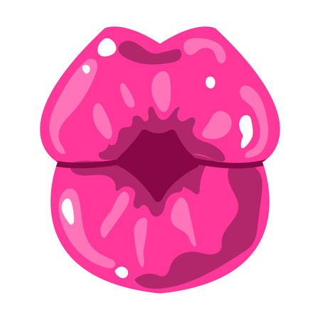 Lips with glossy woman lipstick vector iconのイラスト素材