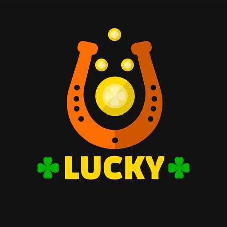 Lucky horseshoe for Saint Patrick day Irish holiday vectorのイラスト素材