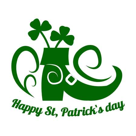 Saint Patrick day Leprechaun shoe and clover vector Irish holidayのイラスト素材