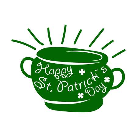 Saint Patrick day Leprechaun pot and clover vector Irish holidayのイラスト素材